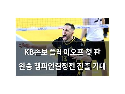 KB손보 플레이오프 첫 판 완승 챔피언결정전 진출 기대